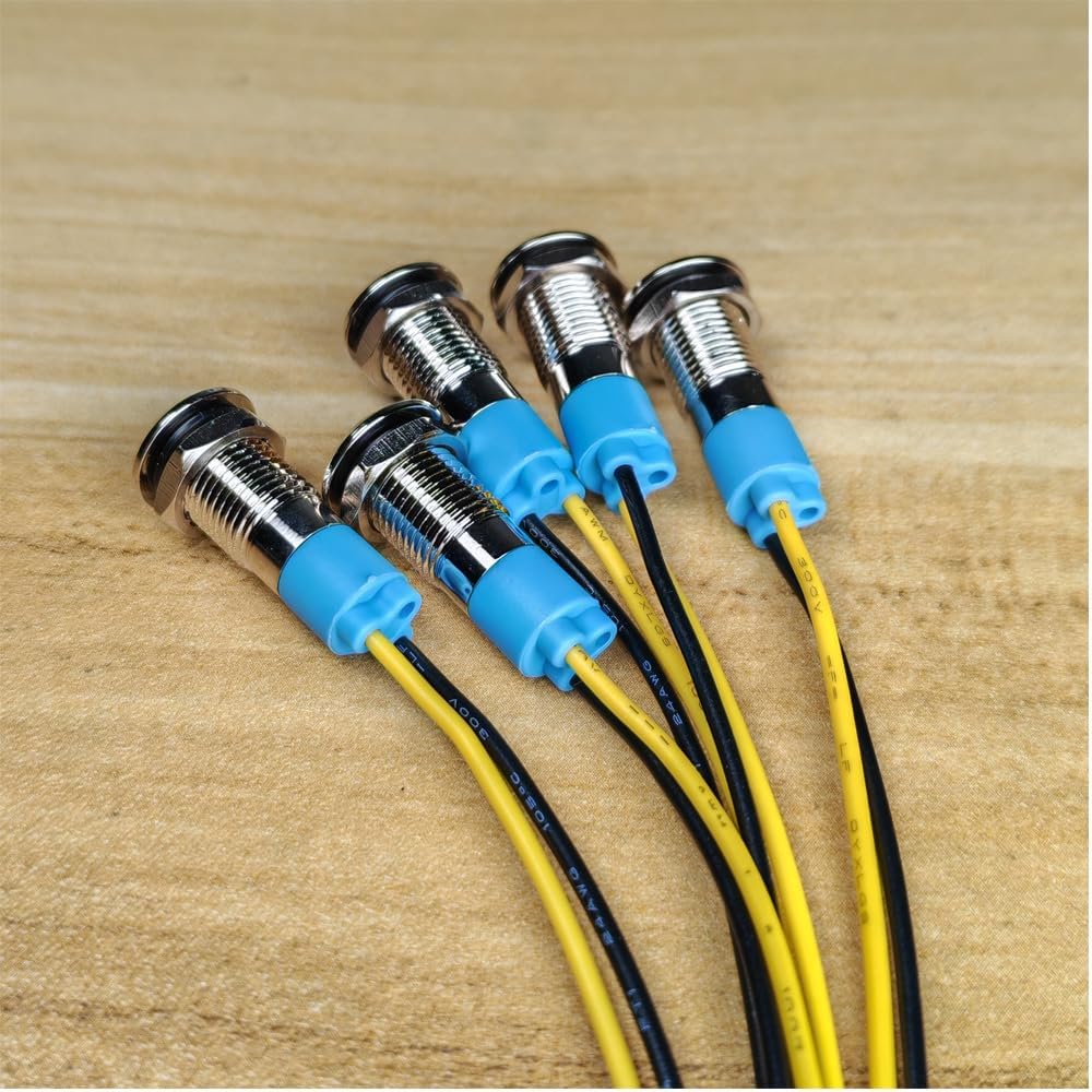 5pcs 8mm 110V-220V AC LED Waterproof Signal Lamp Metal Indicator Light (Green)