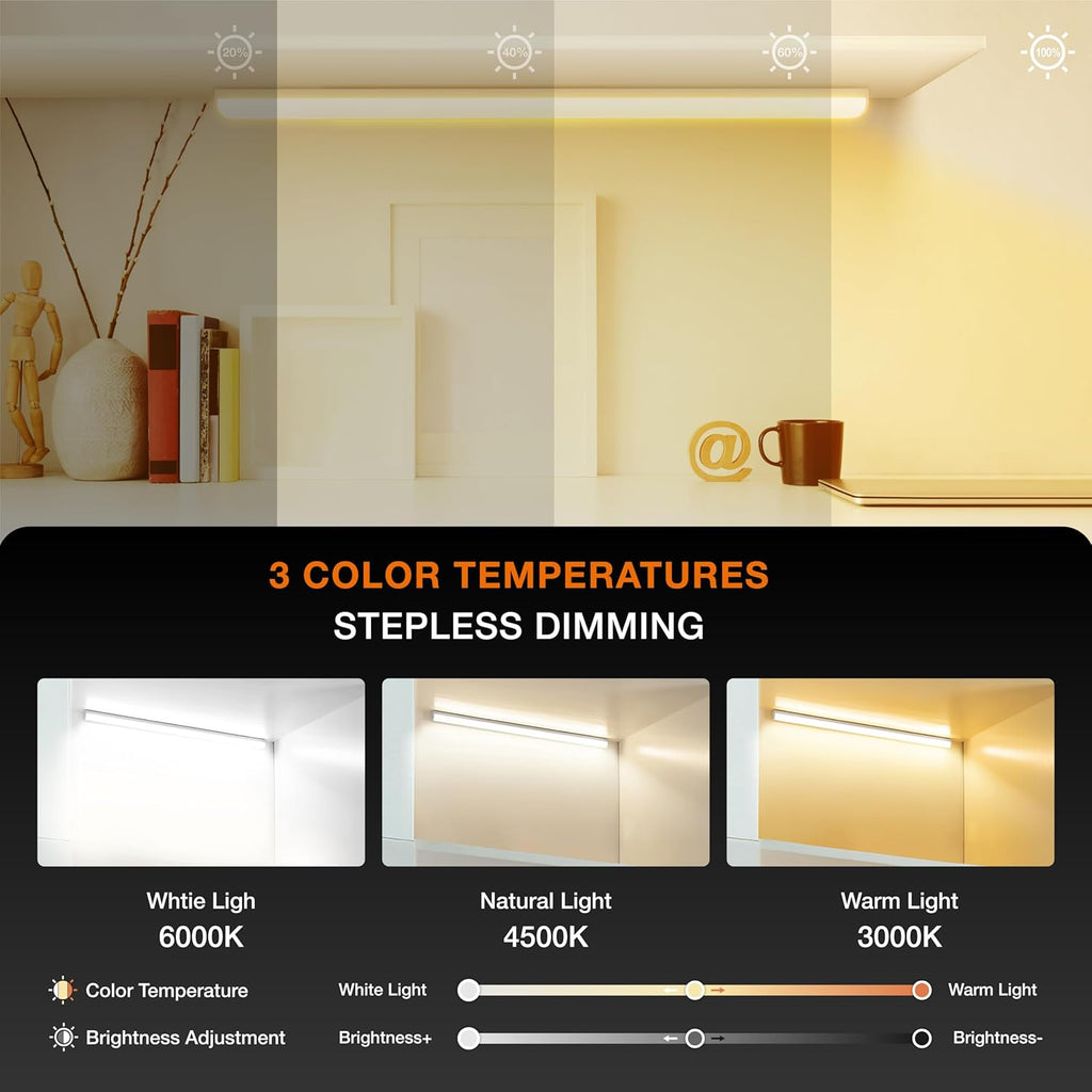 Under Cabinet Lights Remote Control, Magnetic Dimmable Closet Lights,USB Rechargeable Wireless LED Shop Light,Ceiling and Under Counter Lights for Kitchen,Wardrobe,Shelf(40CM,White)