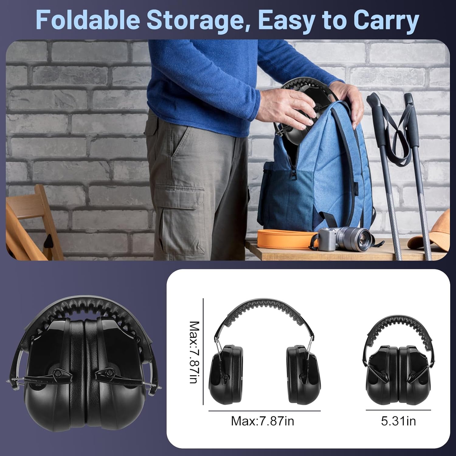3 Pack Noise Reduction Ear Protection, Hearing Protection Ear muffs SNR 34dB Noise Cancelling Headphones for Adults Kids Autism, Sound Proof Earmuffs for Mowing/Construction/Work