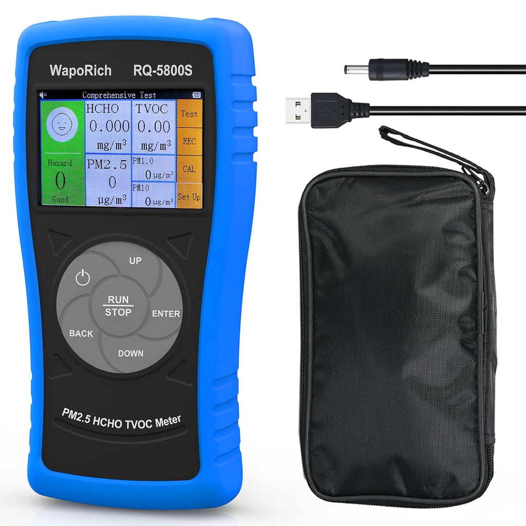 Air Quality Monitor PM2.5/PM10 Particle Counter, Ammonia Gas Detector Formaldehyde Detector Indoor/Outdoor Air Pollution Detection TVOC Volatile Organic Compound Gas USB Rechargeable
