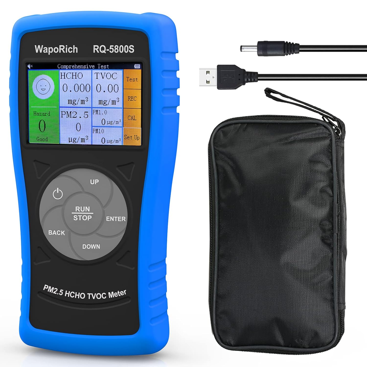 Air Quality Monitor PM2.5/PM10 Particle Counter, Ammonia Gas Detector Formaldehyde Detector Indoor/Outdoor Air Pollution Detection TVOC Volatile Organic Compound Gas USB Rechargeable