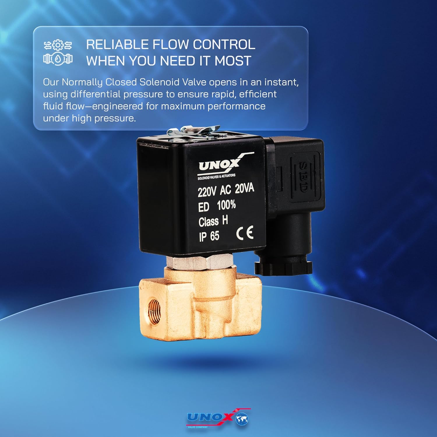 UNOX 1/8" NPT Solenoid Valve 220V AC, Brass Control Valve Normally Closed - 0-232 PSI Multi-Purpose Reliable Control Valve for Water, Air, and Gas - Solenoid Valves