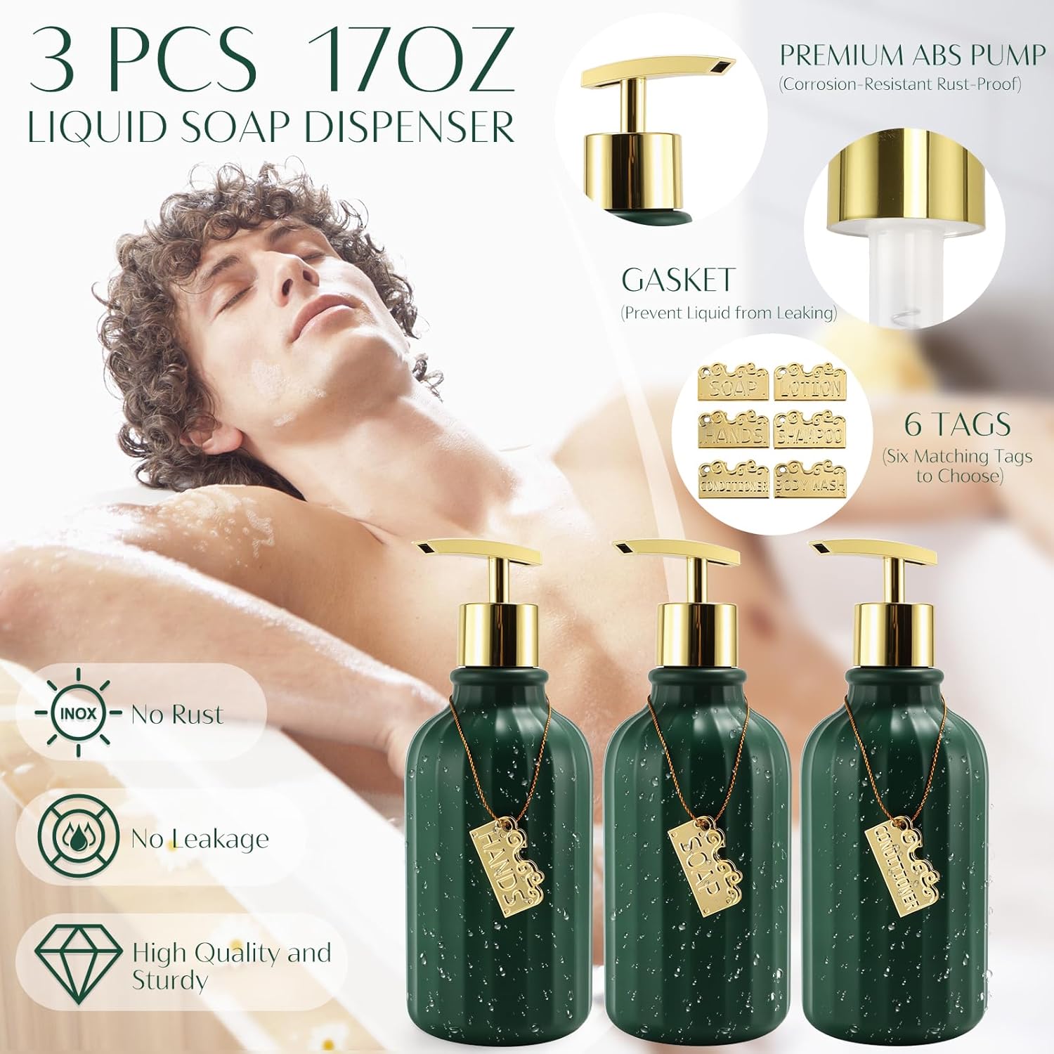 32PCS Bathroom Set Bathroom Sets with Shower Curtain and Rugs Hunter Green Bathroom Accessories,Shower Curtain Set,Bathroom Rug Set with Bathroom Trash Can