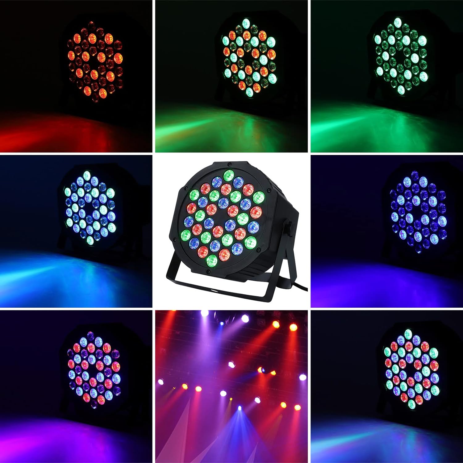 Dj Lights, 12 Pack 36 LED Par Lights Stage Lights with Sound Activated Remote Control & DMX Control, Stage Lighting Uplights for Wedding Club Music Show Christmas Holiday Party Lighting