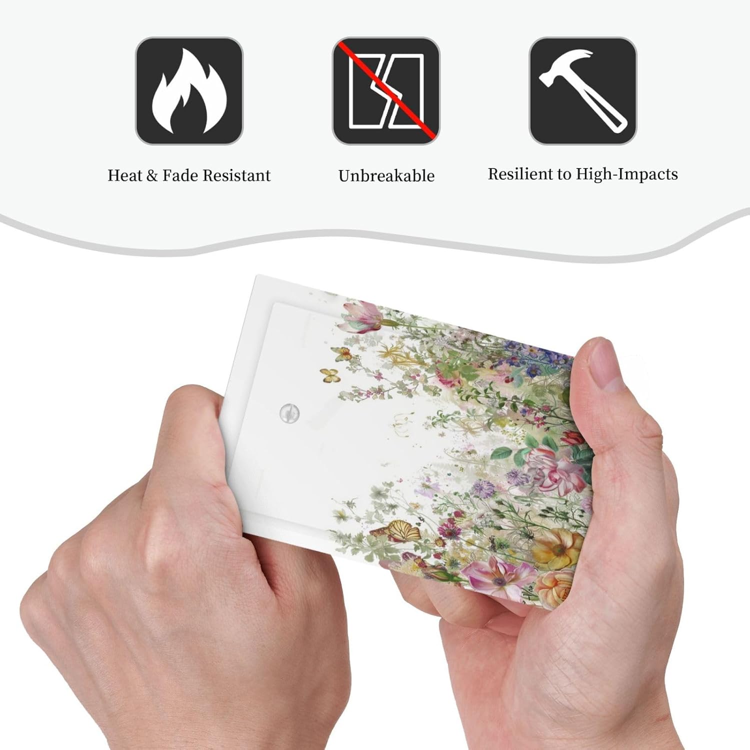 Light Switch Cover Plate Boho Wildflower Colorful Floral Butterfly 1 Gang No Device Blank Electrical Wall Plates Faceplate Decorative Switch Plate For Bed Room Living Room Decor