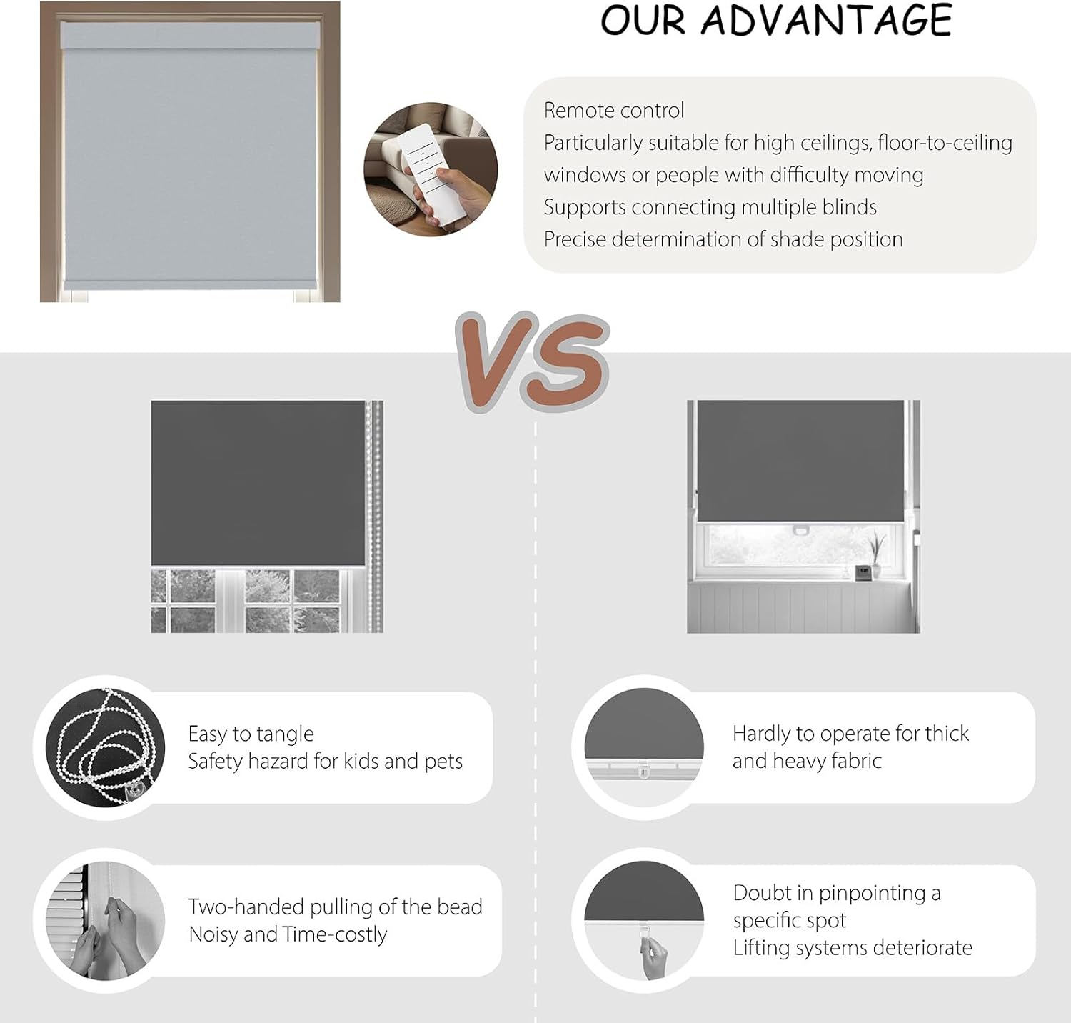 Motorized Roller Blinds with Remote, 100% Blackout Automatic Roller Shades for Bedroom, Bathroom, and Living Room, Customized Size, Morning Haze Gray