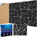 12 Pack 2-Layer Soundproof Wall Panels, 12 x 12 x 0.43 in Sound Proof FoamPanels for Walls, 0.9lb/ft* High Density, Thicker 0.43 in, 3D AcousticPanels,Artistic Noise Dampening Panels Black&White