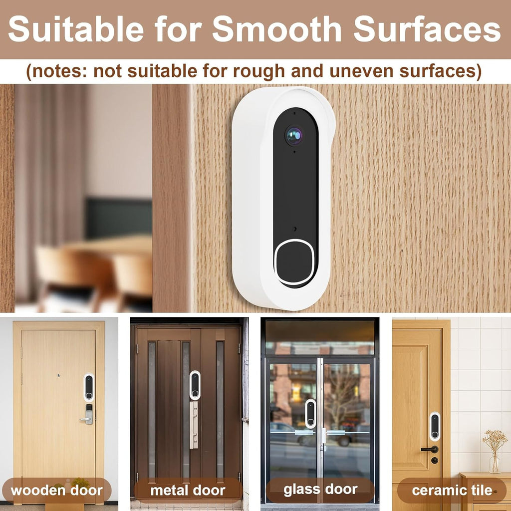 Adhesive Doorbell Mount Compatible with Arlo Video Doorbell 2K/HD (2nd Gen), No-Drill Mounting Bracket Accessories, Easy Installation, Anti-Theft Camera Mount for Apartments, Renters, Houses, Dorm