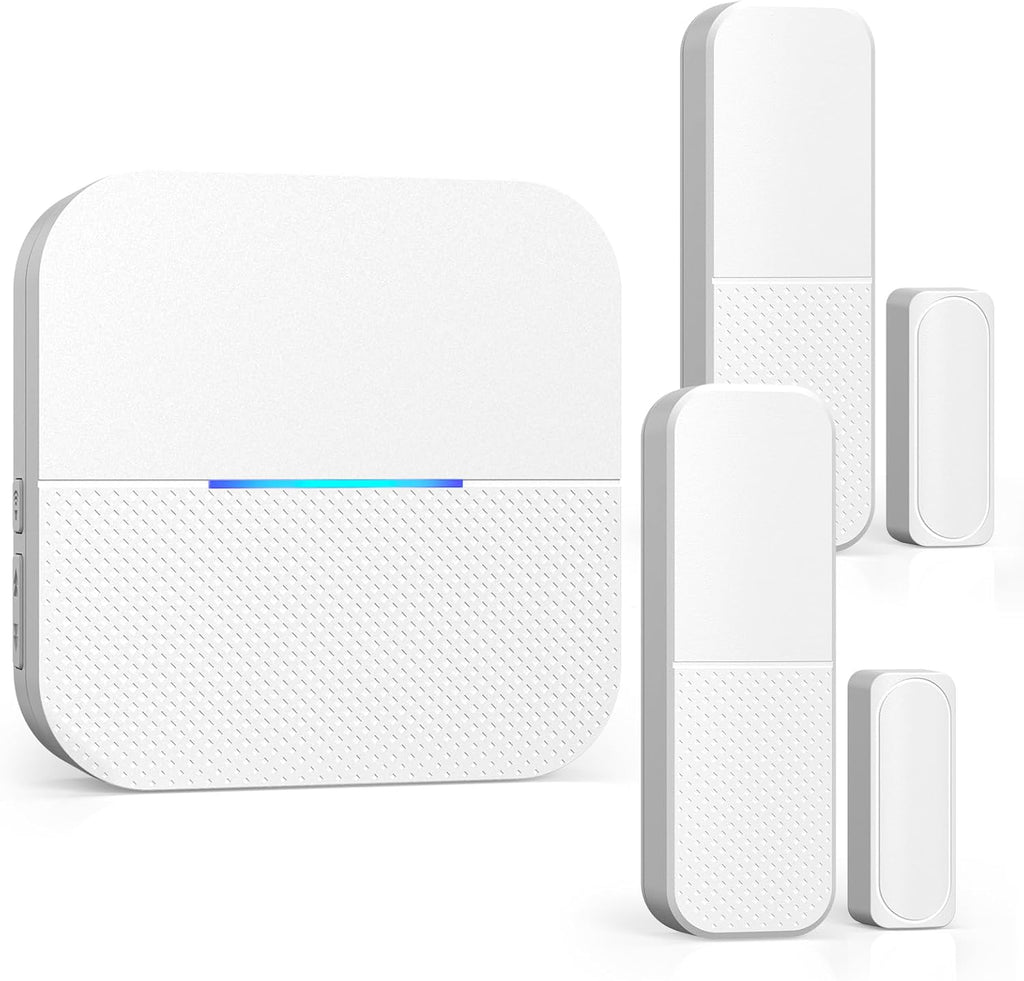 AIDA Door Alarms When Opened Wireless Ring Chime Sensor Alarm for Business/Home/Kids - 600ft Range, 58 Ringtones, 5 Volume Levels, Open Alert, Easy Install (1 Receiver + 2 Sensor)