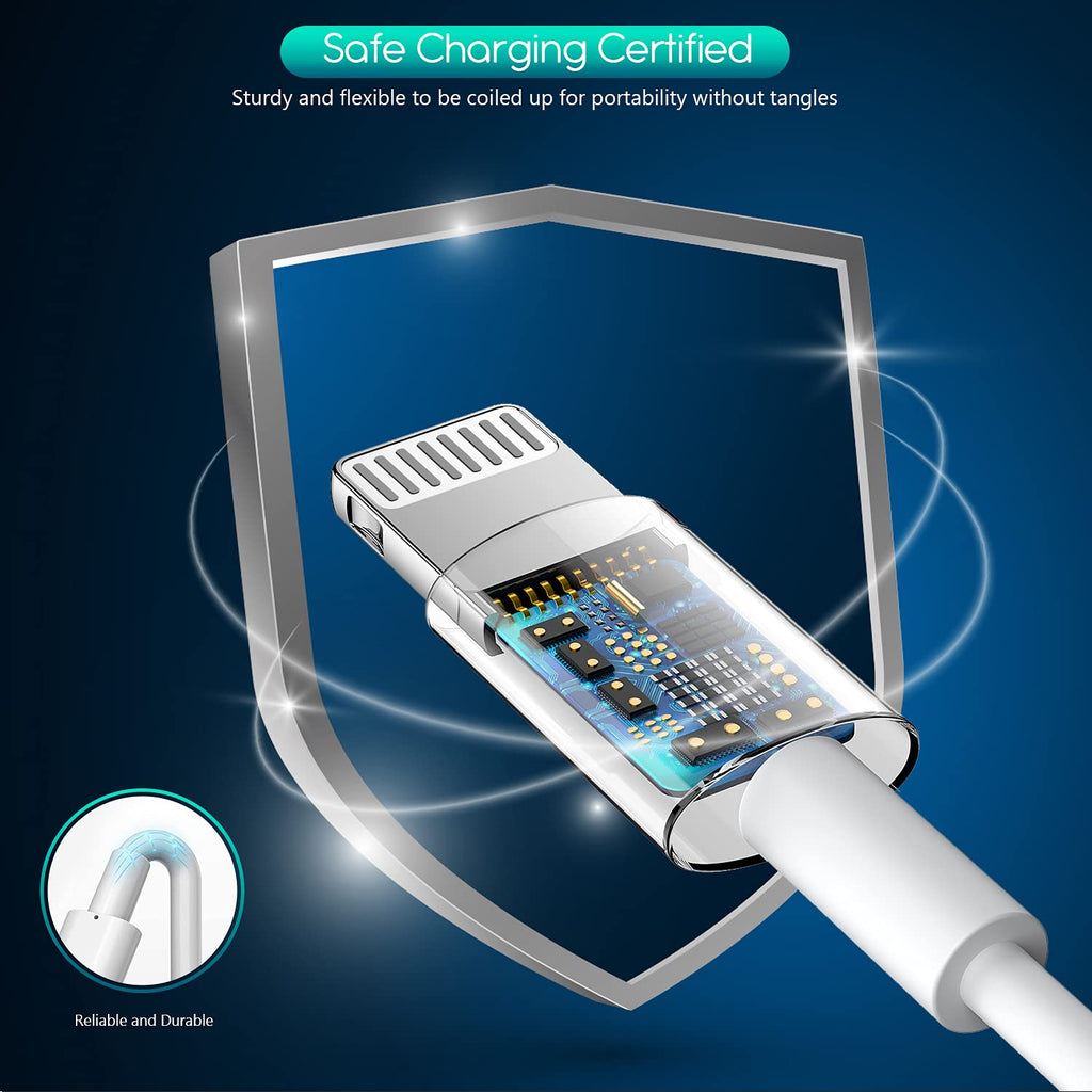 iPhone Charger,Extra Long 2 Pack 10FT Lightning Cable Cube i Phone 12 Charger Charging Transfer Cord Cable with USB Plug Wall Charge Block Travel Adapter for iPhone 14/13/12/11/SE2022/8/7/XS/XR/X/iPad