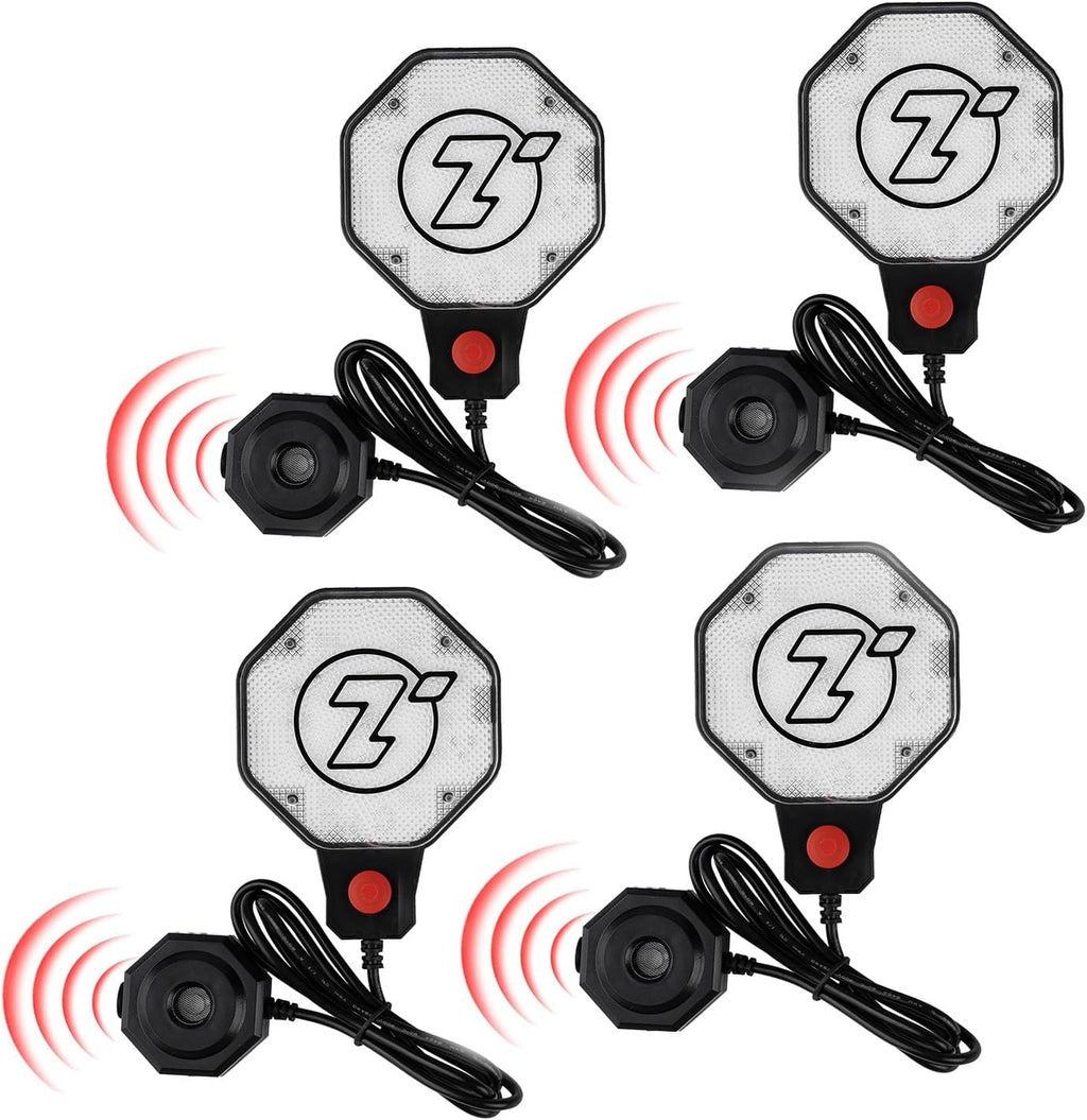 Garage Parking Sensor Ultrasonic Car parking Stopper for Garage with Red/Yellow/Green LED Indicators –Adjustable Stop Distance 12" to 6.5 ft Battery or USB Powered Easy Install Wall-Mount 4-Pack