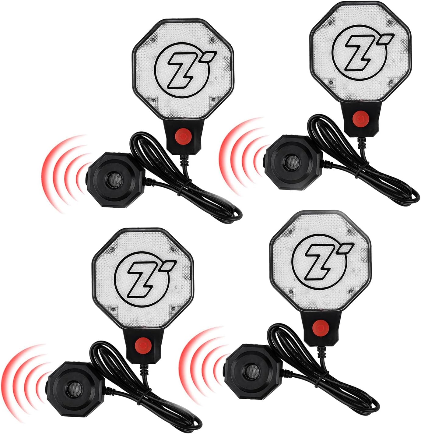 Garage Parking Sensor Ultrasonic Car parking Stopper for Garage with Red/Yellow/Green LED Indicators –Adjustable Stop Distance 12" to 6.5 ft Battery or USB Powered Easy Install Wall-Mount 4-Pack