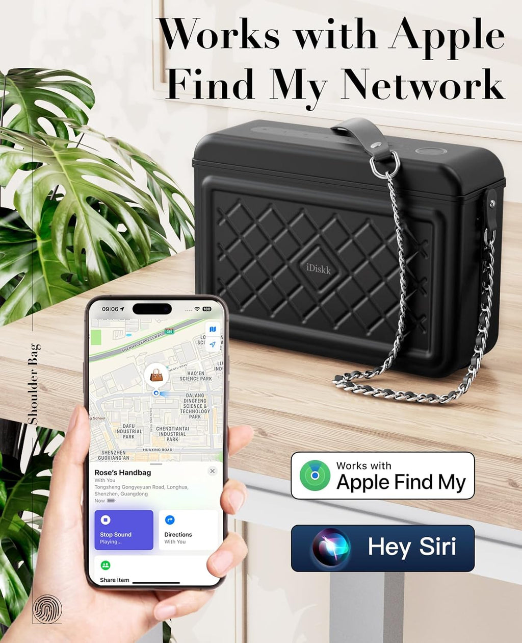 iDiskk Security Lock Box, Metal Safe Box with Anti-Theft with Fingerprint and Password Unlocking, MFi Certification Compatible with Find My App (iOS Only) Ideal for Secure Storage of Valuables