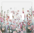 Colorful Flowers Pink Floral Watercolor Plant Decorative Switch Plates 2 Gang Double Toggle Outlet Light Switch Cover Wall Plate Electrical Faceplate for Bed Room Living Room Decor