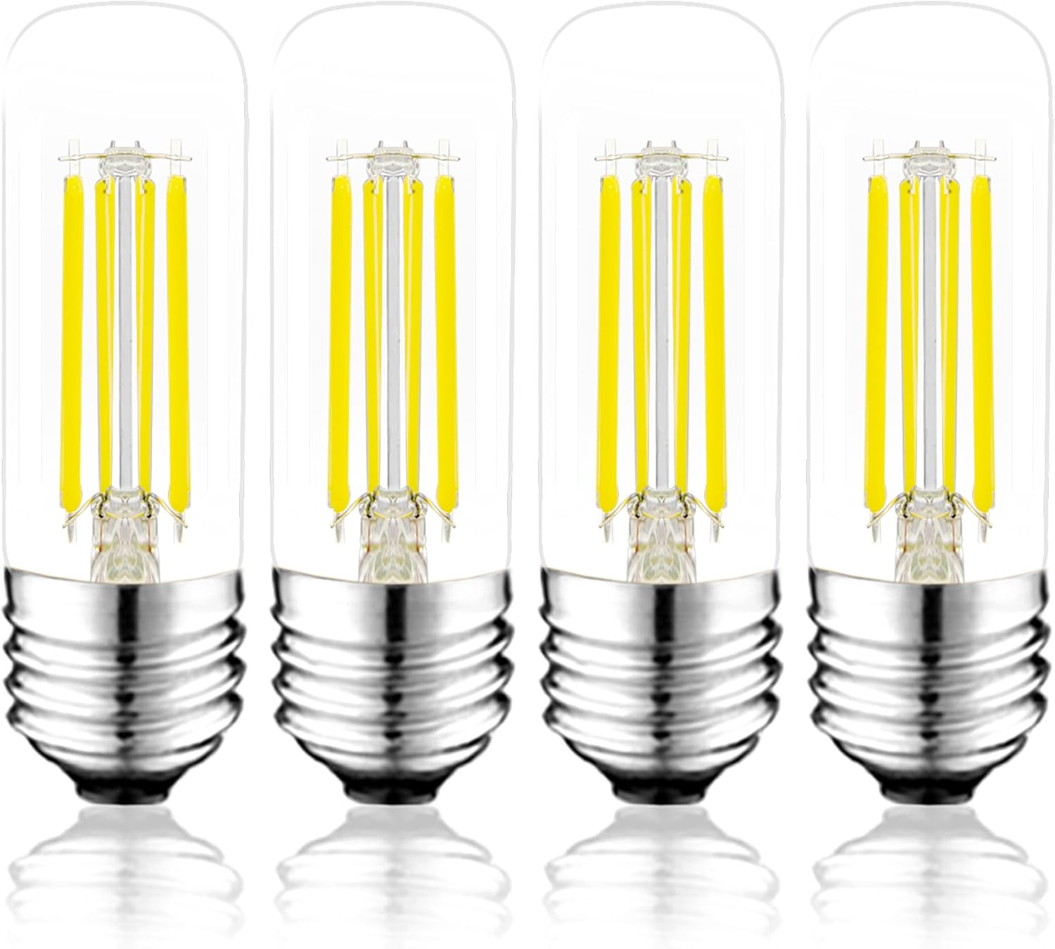 3.2 Inch 5000K Daylight White E26 LED Bulb 60 Watt Equal, AC 120V 600LM Edison Bulbs Dimmable, 6W T10 T30 Filament Light Bulbs Clear Glass for Fan Pendant Wall Light, UL Listed-4 Pack