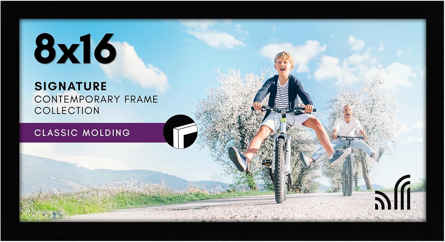 Americanflat 8x16 Picture Frame with Shatter-Resistant Glass - Signature Collection - Gallery-Style Frames Made of Engineered Wood - Photo Frame for Tabletop and Wall Display - Black