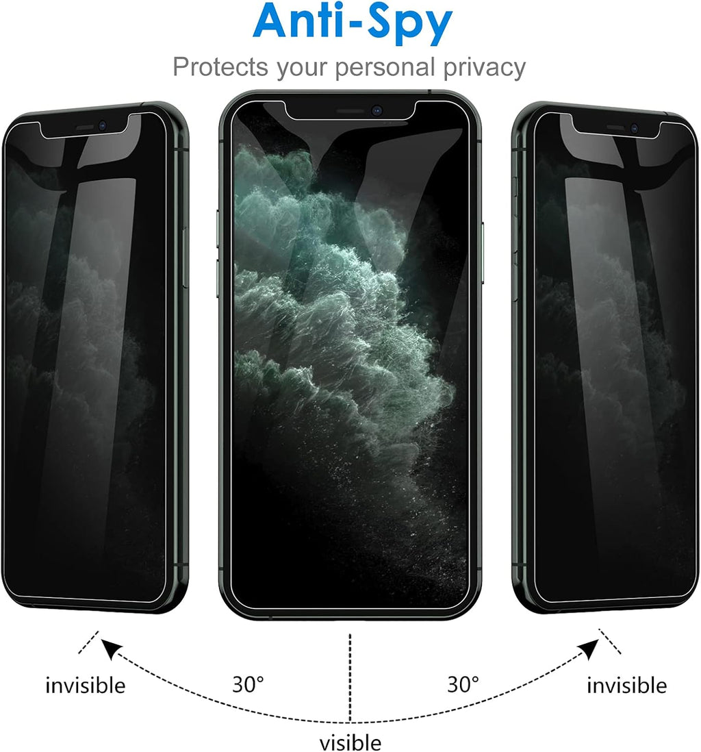 JETech Privacy Screen Protector for iPhone 11 Pro 5.8-Inch with Camera Lens Protector, Anti Spy Tempered Glass Film, 2-Pack Each
