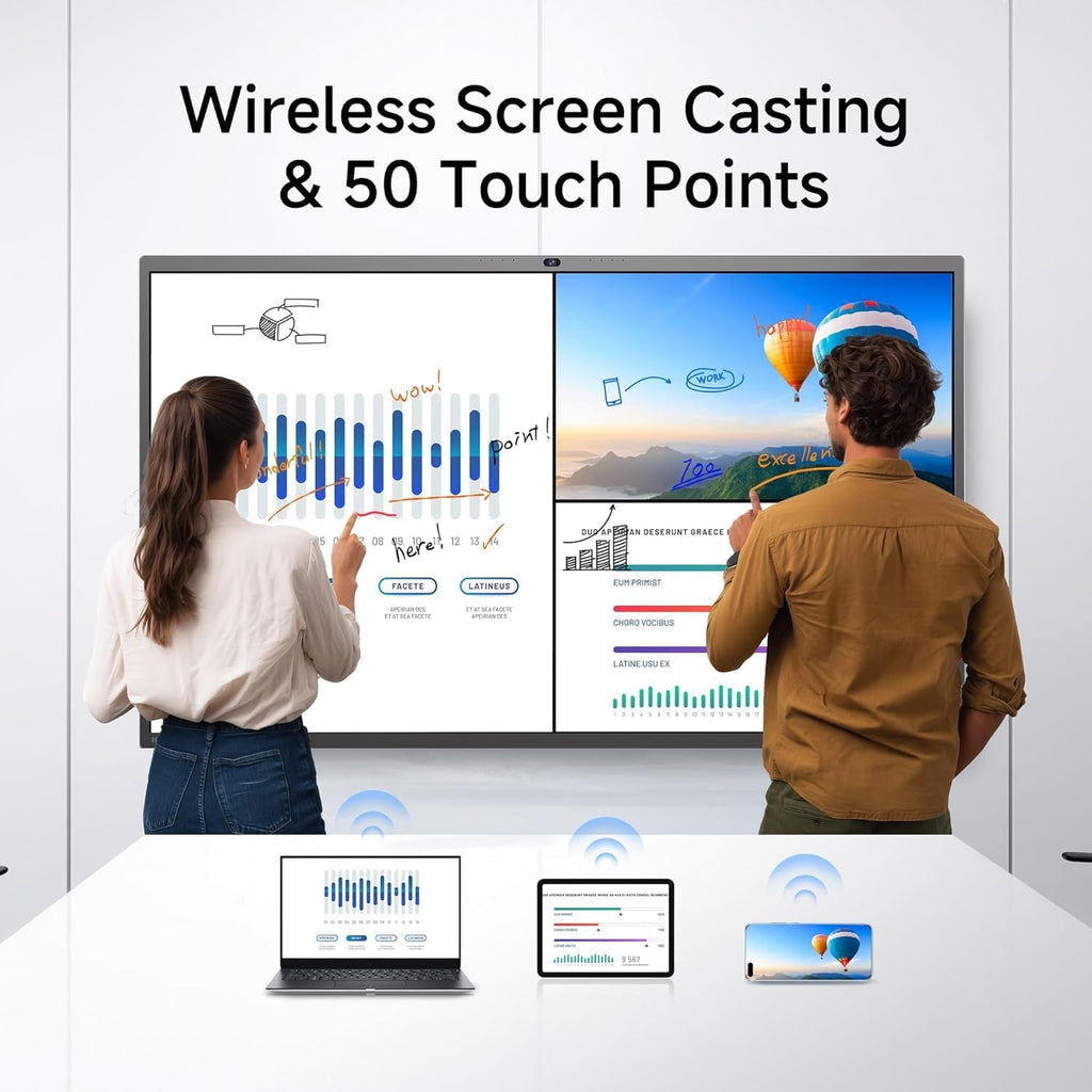 75 Inch 4K Smart Board - Google EDLA-Certified Interactive Whiteboard, 50-Point Touch, Wireless Casting - Digital Whiteboard for Classroom & Office & Home,300+ Free Apps (Board & Wall Mount Only)