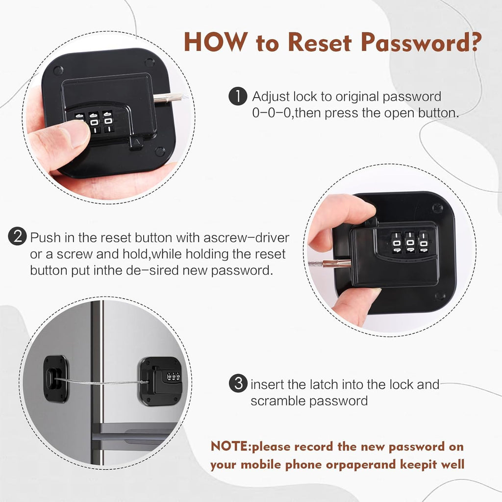 Refrigerator Lock, Combination Lock for Refrigerator Cabinets, Drawers, Heavy Duty Fridge Lock, Easy Install No Keys Needed (Black&White-2 Pack)