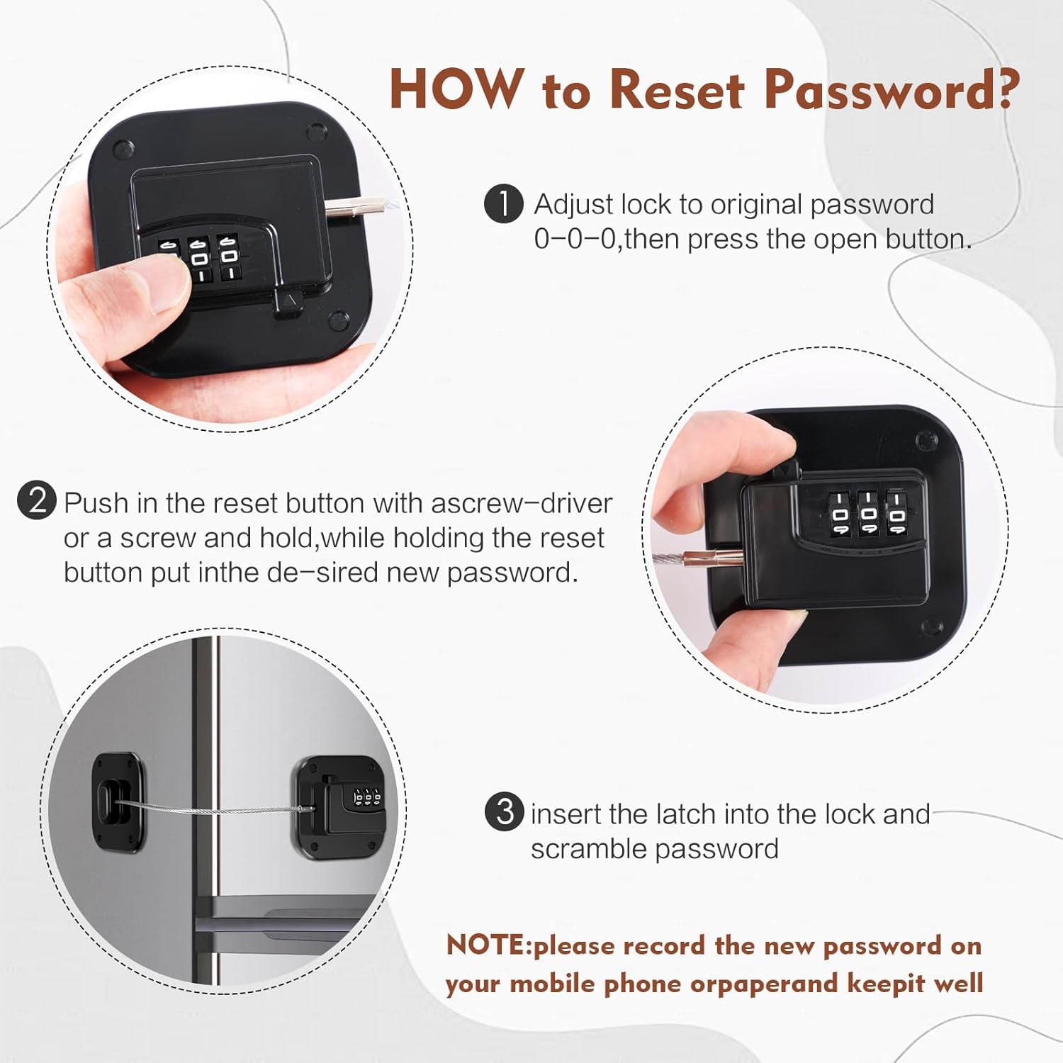 Refrigerator Lock, Combination Lock for Refrigerator Cabinets, Drawers, Heavy Duty Fridge Lock, Easy Install No Keys Needed (Black&White-2 Pack)