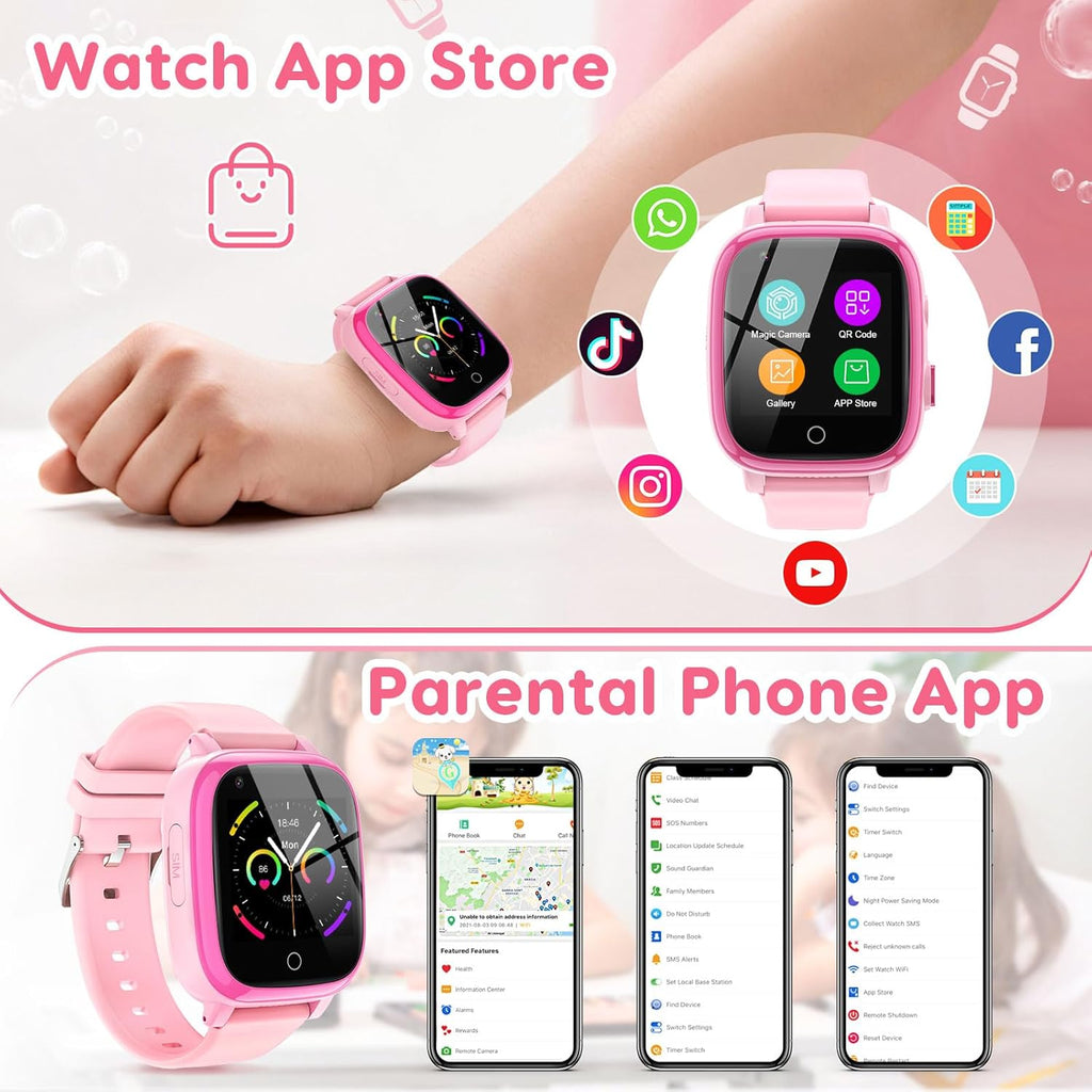cjc 4G Smart Watch for Kids - Includes 2 Way Call, SOS Alerts, Parental Controls, Games, Camera, Alarm, Music Children's Smart Watch Gift