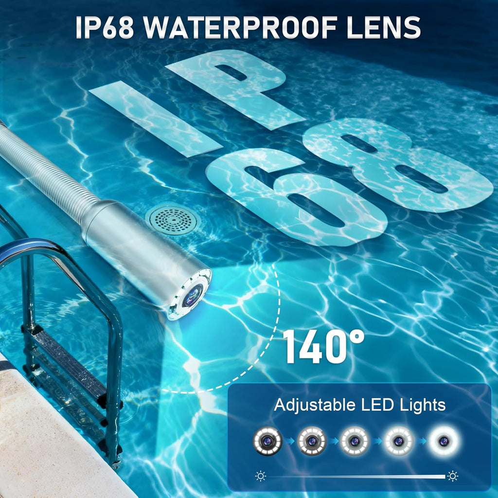 Sewer Camera, Self Leveling Drain Camera 230ft with Meter Counter, 9" HD Plumbing Cameras Snake with 12 LED Lights, 5100mAh Battery, IP68 & 32GB DVR Recorder, Duct Sewer Line Pipe Inspection