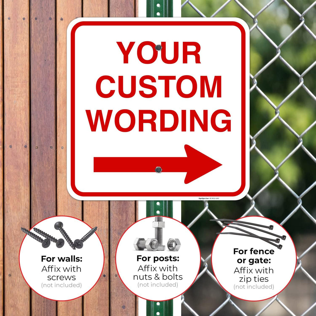 Custom Square Left or Right Arrow Sign, Personalize for Office, Business, Workplace, office, Home, Airbnb, Delivery Signs, 18x18 Inches Yellow, Rust Free .063 Aluminum, Fade Resistant, Made in USA