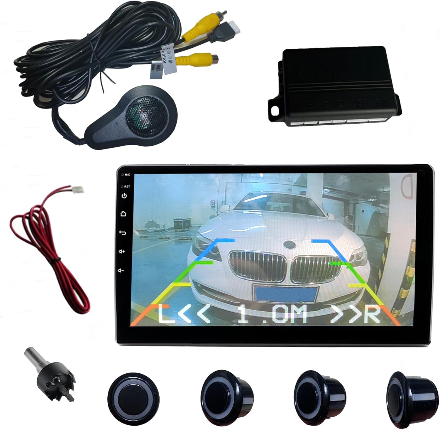 LCD Parking Sensor Kit - Displays Data on Original Screen, Easy Rear Installation, Compatible with CVBS Cameras (Not for AHD), 18 Probe Colors to Match Any Vehicle