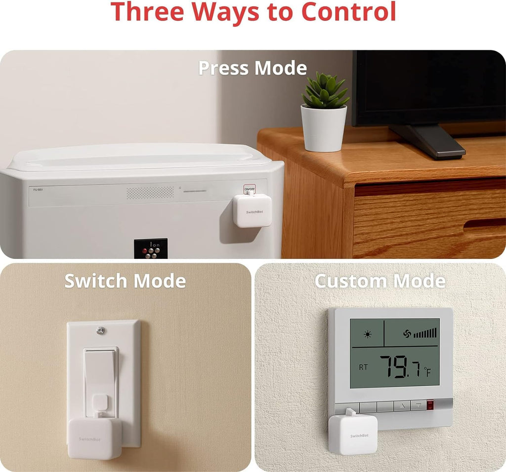 SwitchBot Smart Switch Button Pusher with Remote- Bluetooth Fingerbot for Rocker Switch/One-Way Button, Automatic Light Switch, Timer and APP Control, Works with Alexa When Paired with SwitchBot Hub