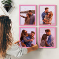 Renditions Gallery Set of 4, 11X14 Custom Photo Prints with Real Wood Picture Frames. Create Personalized Photos with Peel & Stick Photo Frames. Pink Frame