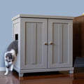 The Refined Feline Cat Litter Box Enclosure Cabinet, Shaker, Smoke Gray, Tapered Feet, Large, Hidden Litter Cat Furniture with Drawer