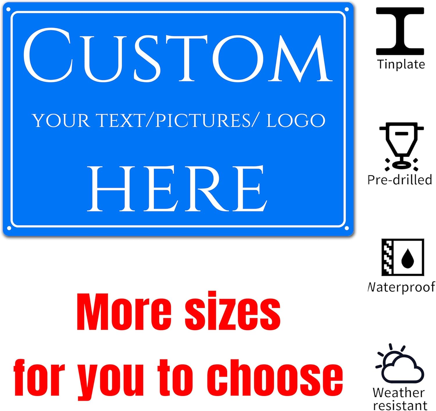 Custom Sign,make your own sign custom，Double-sided, reflective，Aluminum Weatherproof Metal Sign Multiple Sizes, Customize for Office, Business, Workplace, office, Home, Delivery Signs(18 * 14 Inch)