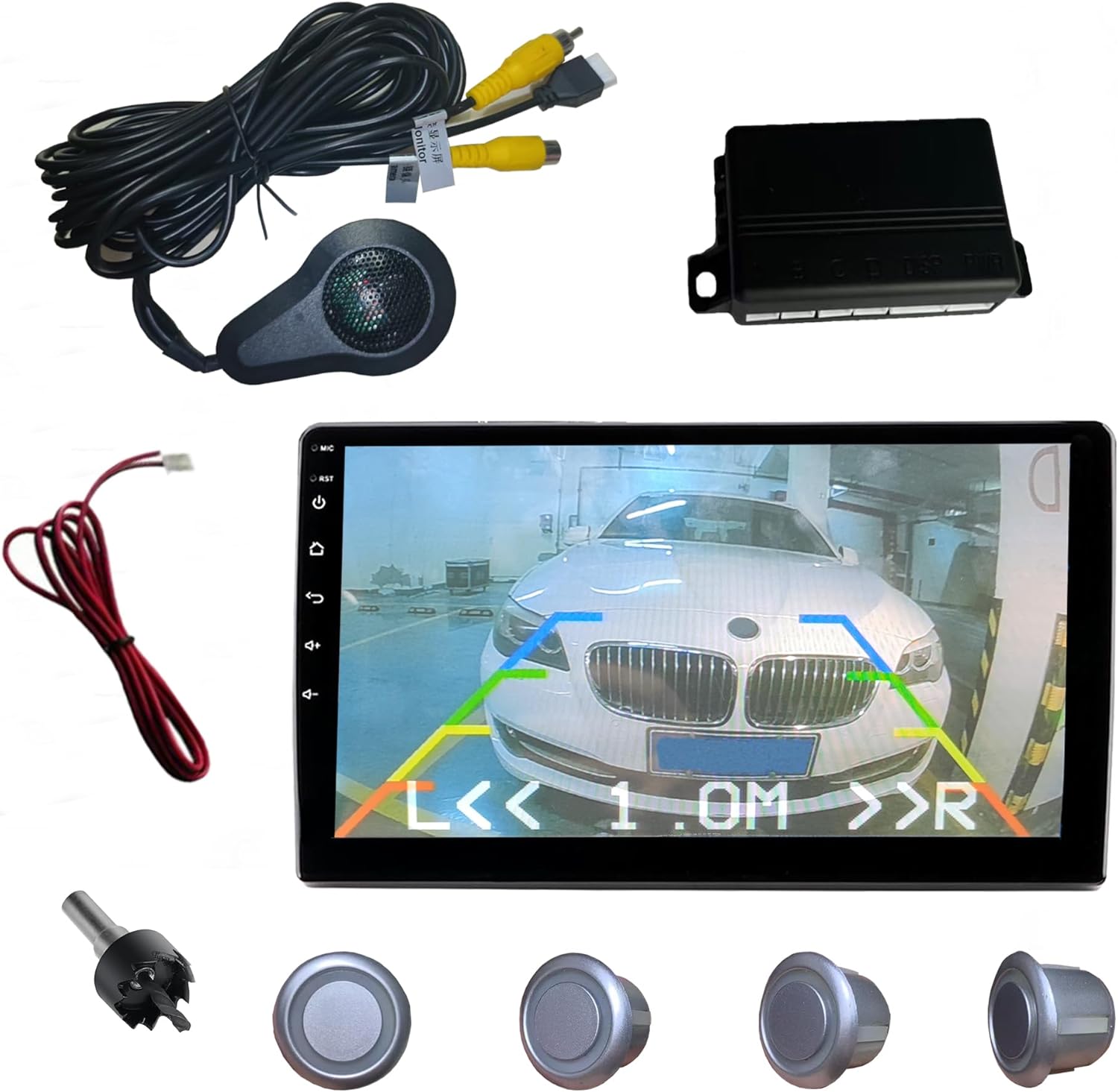 LCD Parking Sensor Kit - Displays Data on Original Screen, Easy Rear Installation, Compatible with CVBS Cameras (Not for AHD), 18 Probe Colors to Match Any Vehicle