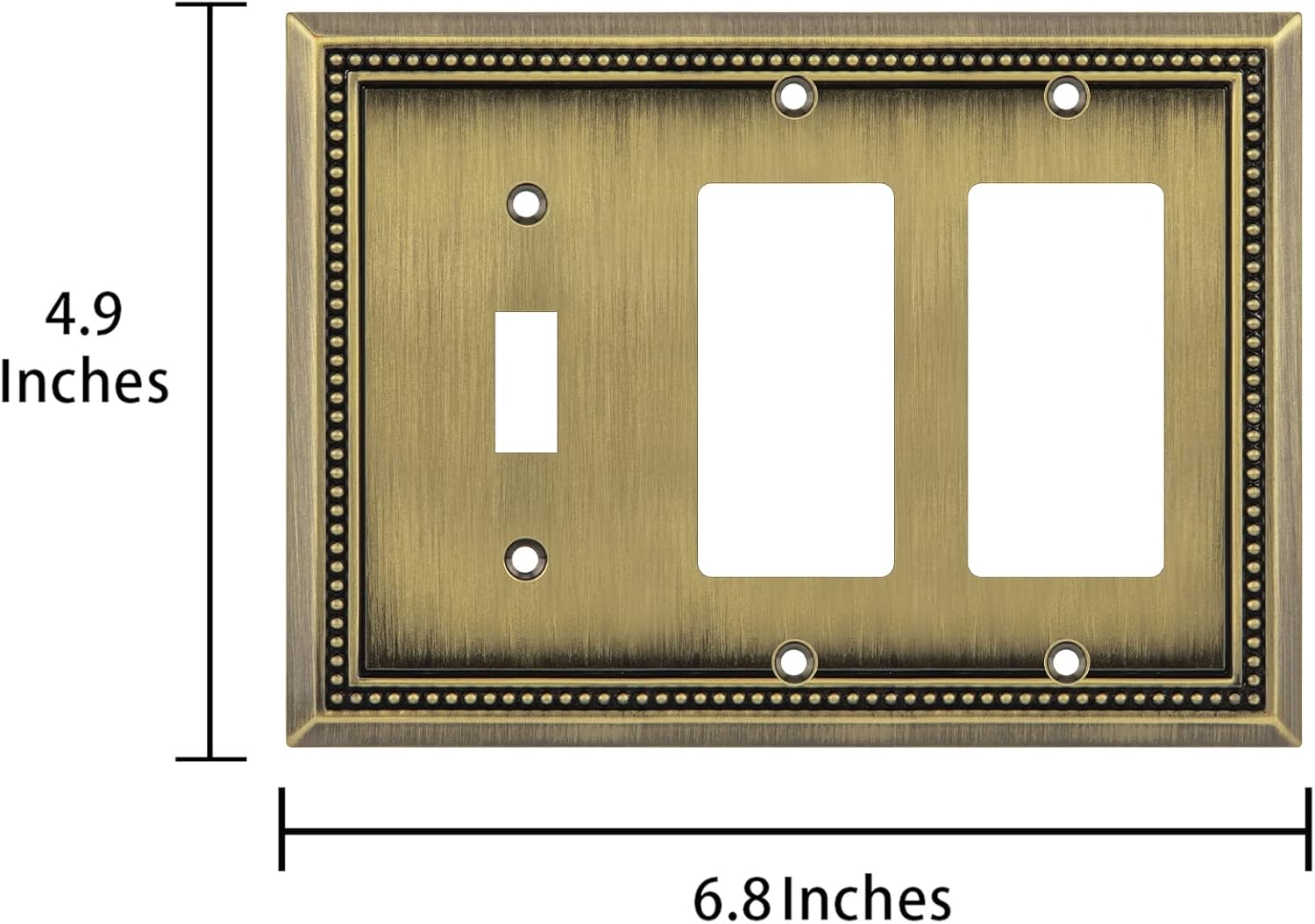 Henne Bery Sunken Pearls Heavy Duty Decorative Wall Plate Switch Plate Outlet Cover (Single Toggle/Double Decorator, Antique Brass)