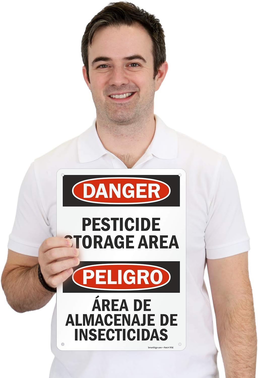 SmartSign "Danger - Pesticide Storage Area" Bilingual Sign | 10" x 14" Aluminum