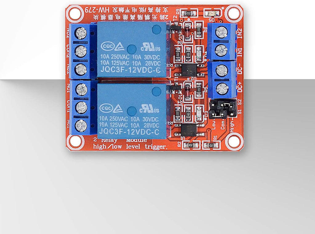 [2-Pack] DC 12V Relay Module 2-Channel Relay Switch with Optocoupler Isolation High/Low Level Trigger