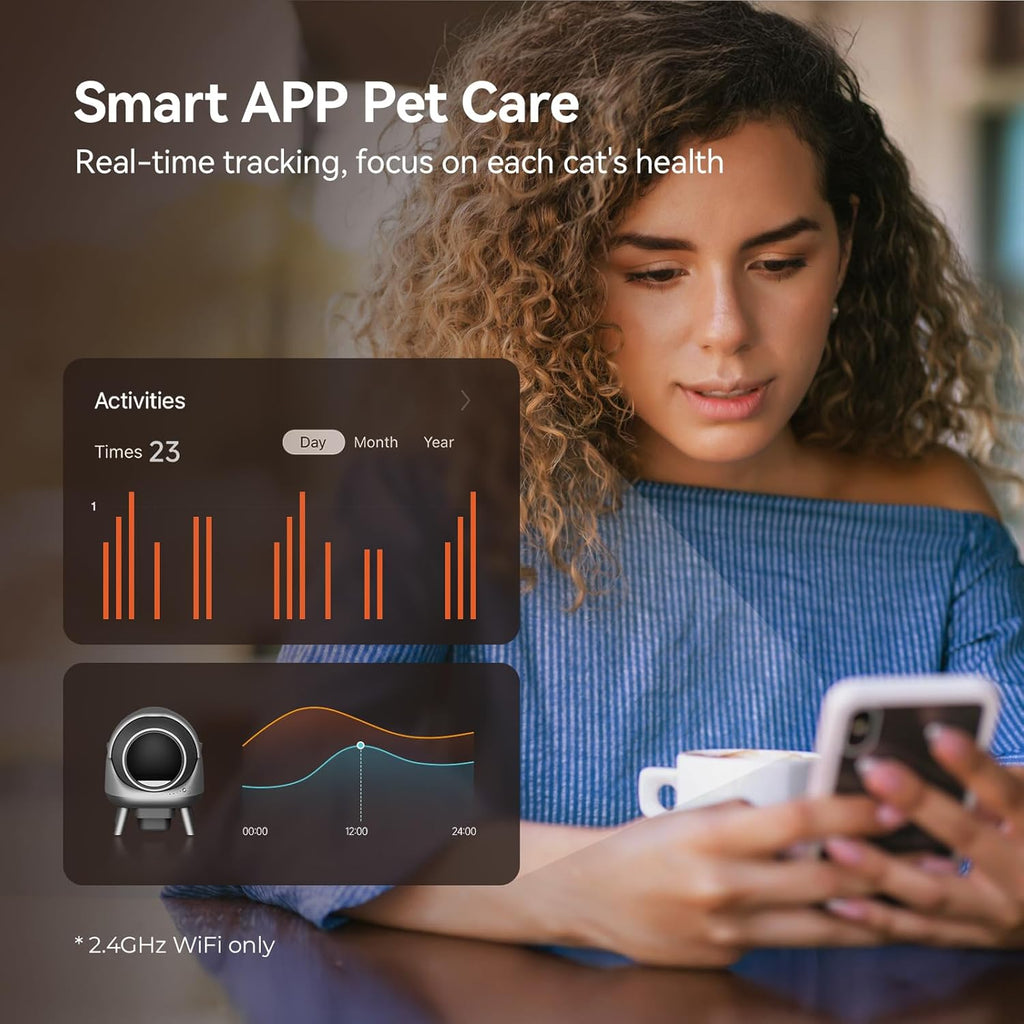 Self Cleaning Litter Box: Automatic Cat Litter Box for Cats, G1 Large Openning Robot with Odor-Control Dual Safety Protection, Includes Trash Bags and Mat