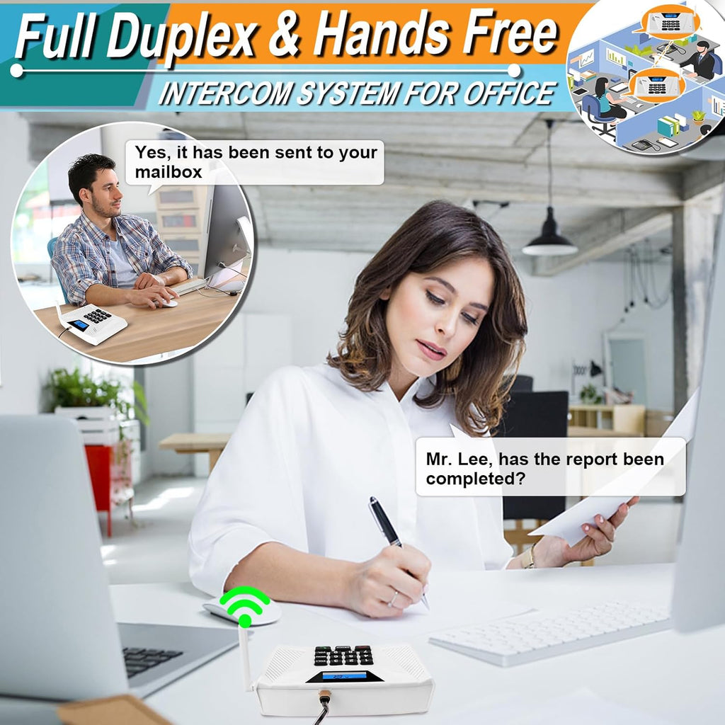 Intercoms Wireless for Home Hands Free, 2024 Upgraded Intercom 5300ft with Automatic Answer, 9 Channel Full Duplex Home Intercom System Fit for Hospital Business House(6 Packs White) ﻿