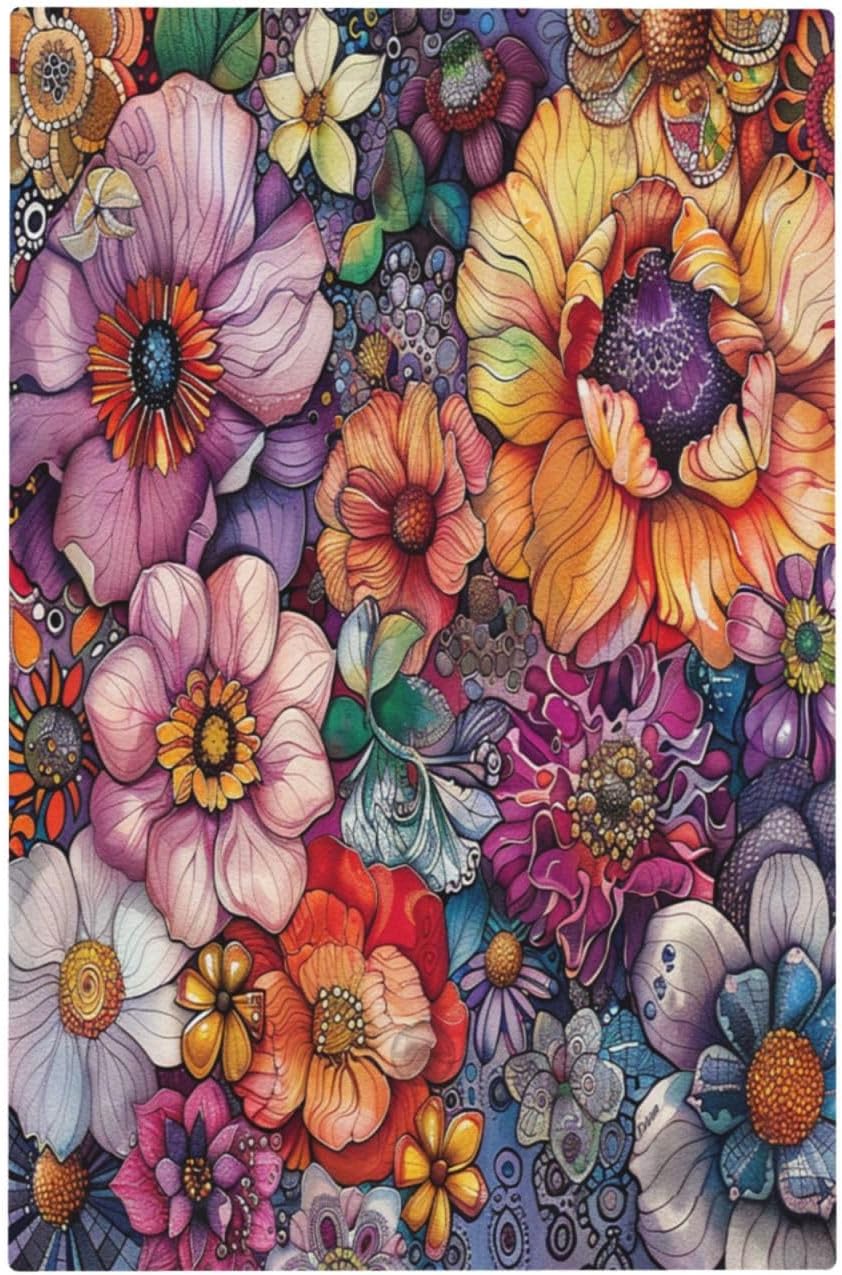 Light Switch Cover Plate Colorful Bohemian Flowers Vintage Boho Floral 1 Gang No Device Blank Electrical Wall Plates Faceplate Decorative Switch Plate for Bed Room living Room Decor