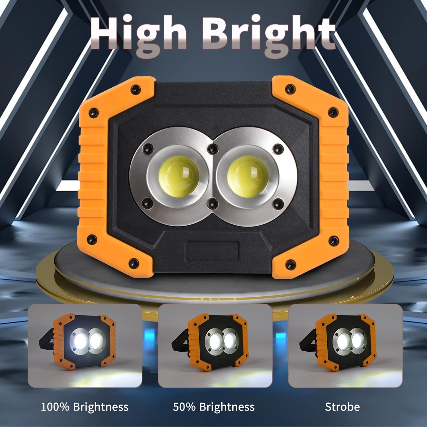 OTYTY LED Work Light 2-Pack, 30W 1500LM Portable Rechargeable Flood Lights with Magnetic Base, 4200mAh Battery for Outdoor, Camping, Hiking, Emergency, Car Repairing, Job Site Lighting (W839 Yellow)