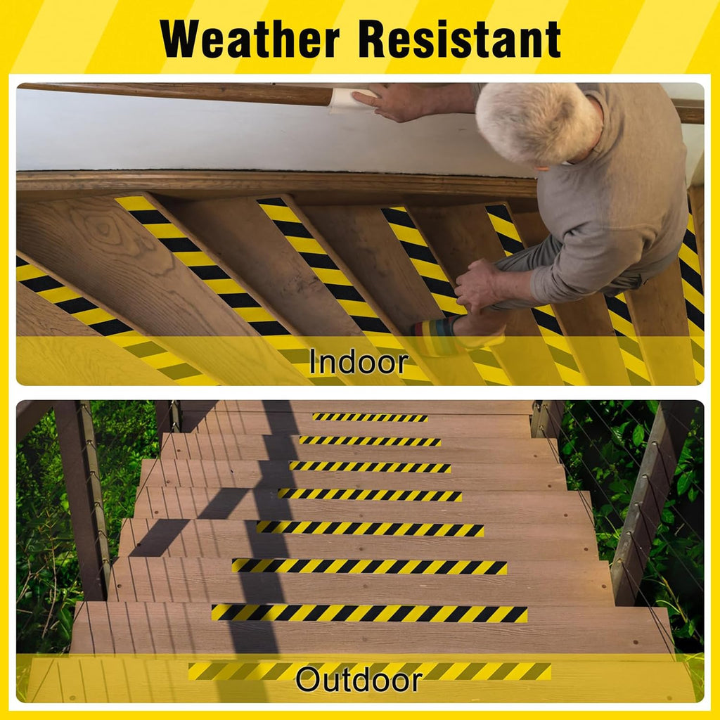 S&X Black/Yellow Anti Slip Tape 4" x 33 FT, Heavy-Duty Grip Tape for Stairs Outdoor Waterproof Safety Non Skid Roll High Traction Non Slip Treads with Hard-Wearing Surface