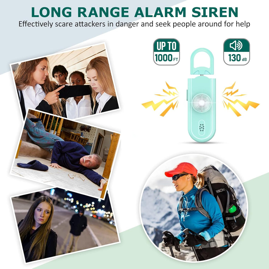 Personal Safety Alarm for Women Girls, 130dB Loud Siren with Key Chain, SOS Strobe Light, Flashlight, Double Speakers Help Kids/Elders/ Students Emergency Call, Stocking stuffers Gift for Self Defense