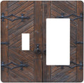 Decorative Outlet Covers Vintage Brown Wood Barn Door 2 Gang Wall Plate Single Toggle 1 Rocker Light Switch Cover Switch Plate Covers for Farmhouse Bedroom Home Decor