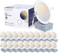 20 Pack 6 Inch LED Recessed Lighting with Junction Box, 5CCT 2700K/3000K/4000K/5000K/6000K Selectable, 15W 1200lm Ultra-Thin Recessed Downlight-ETL and Energy Star Certified