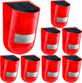 Qualirey 8 Pack Solar Sound and Light Alarm Motion Sensor 129db Outdoor Security Siren Waterproof Motion Activated Detector Alarm 6 LEDs Flash Warning Strobe System for Home, Farm (Red)