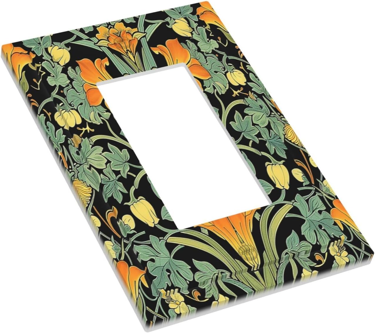 Decorative Outlet Covers William Morris Vintage Floral Green Yellow 1 Gang Single Rocker Light Switch Cover Plate Wall Plates GFCI Faceplate for Bedroom Home Decor