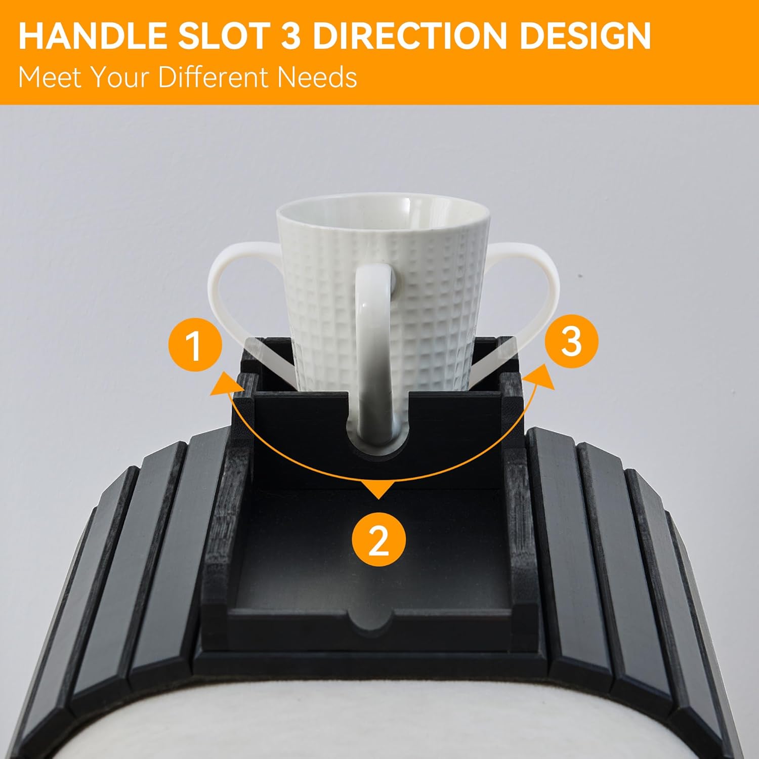 GEHE Bamboo Couch Cup Holder, Anti-Spill Sofa Arm Tray, Natural and Easy to Clean Couch Arm Cup Holder Armrest Tray Perfect for Cups, Beers, Snacks, Remote Control, Drinks