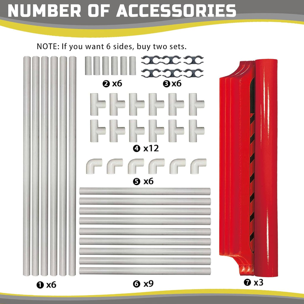Safety Caution Barricade 3Panels Foldable Security Signs With PVC Tarp Removable Safety Barrier Wet Floor Guard Symbol Clear Printing Safety Fence(Red3)