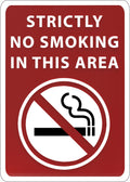 Strictly No Smoking In This Area Sign - ADA Compliant Digitally Printed Text Wall Sign - Smoke-Free Area Signs for Offices, Businesses, Hotels & Restaurants - Plastic 7” x 5”