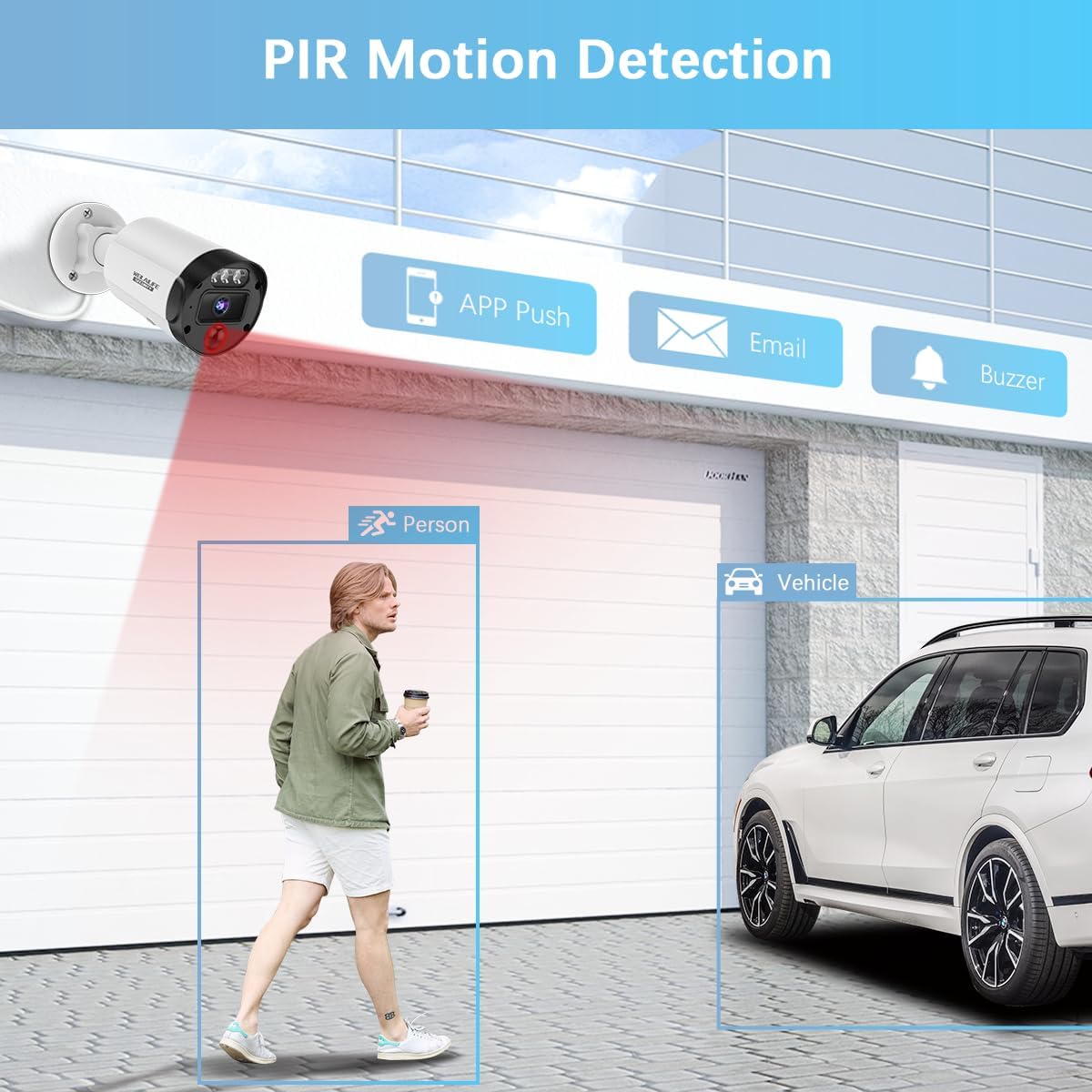 【2-Way Audio & 130° Ultra Wide-Angle】 4K 8MP Outdoor Wired Security Camera System, Wired Home Security Camera System, Home Surveillance DVR Kits